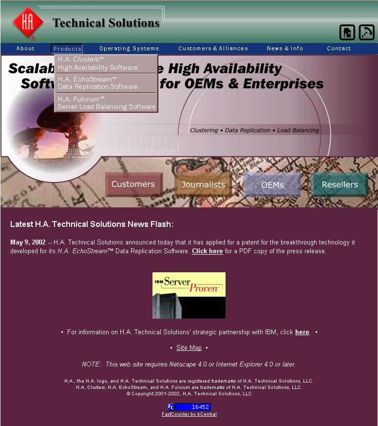 H.A.T.S. Web Site Sample Page