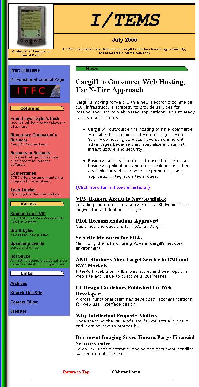 I/TEMS Web Site Sample Page